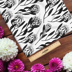 Ткань атлас контрастные бутоны