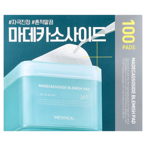 MEDIHEAL, Мадекассозидные подушечки для устранения пятен, 100 подушечек, 170 мл (5,74 жидк. унц.)