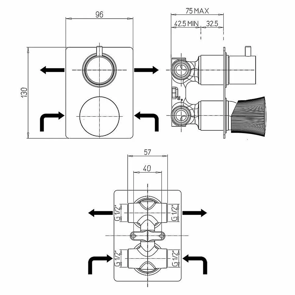 Смеситель для душа PAINI Domus 18PJ691PZ золото матовое
