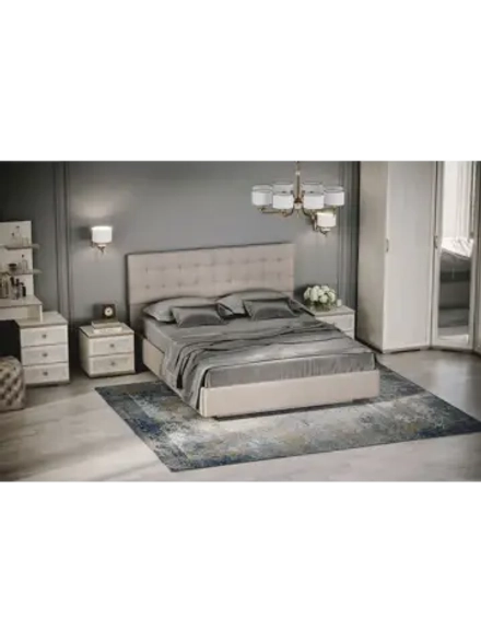 Кровать двухспальная 160х200 мягкая спинка Бежевый ткань