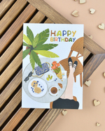 Открытка "День рождения в кафе"