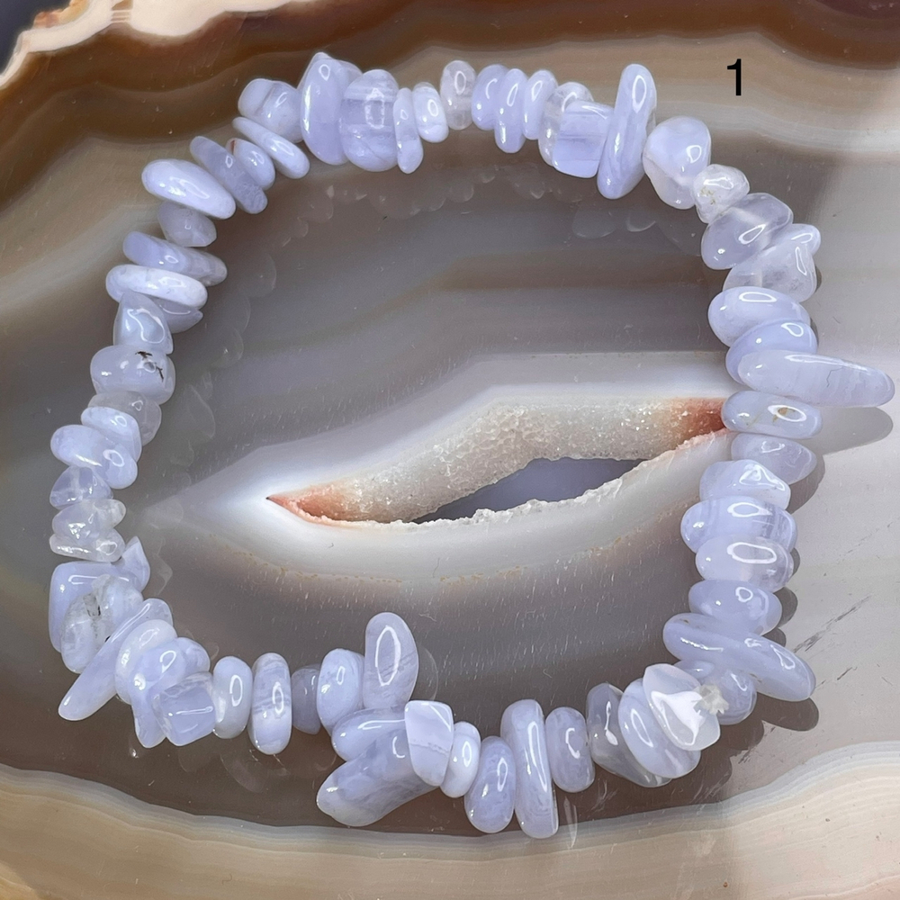 54270  Агат голубой Сапфирин Браслет крошка 5-8мм