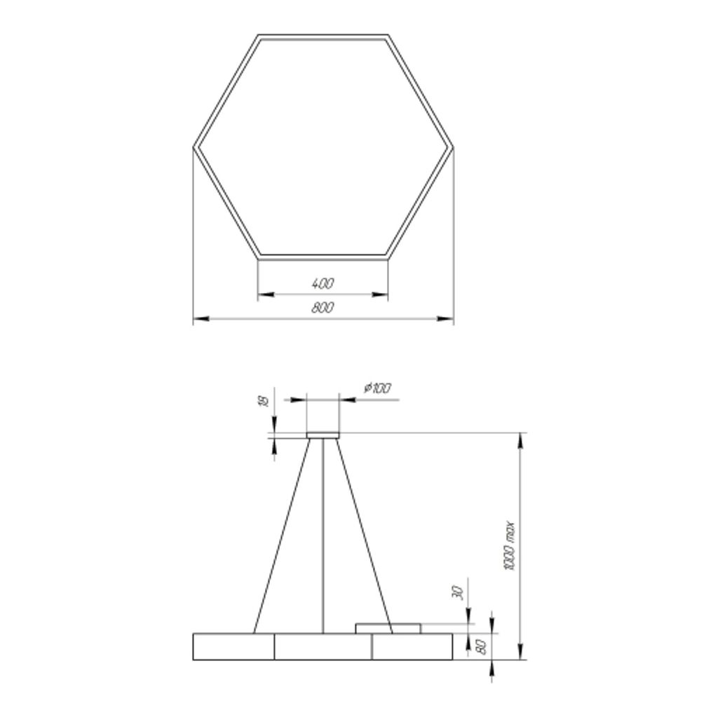 Светильник LED ЭРА Geometria SPO-122-B-40K-066 Hexagon 66Вт 4000К 5300Лм IP40 800*800*80 черный подвесной