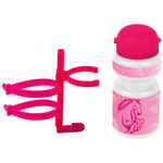 Фляга детская пластик. 0,3л розовая "лошадка"+держ. пластик с универсальный крепл. VENTURA KIDS