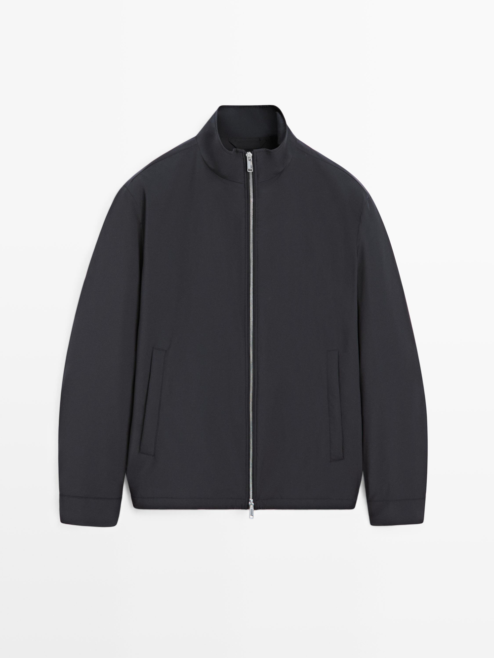 Massimo Dutti Куртка из эластичной ткани с двойной молнией, морской темно-синий