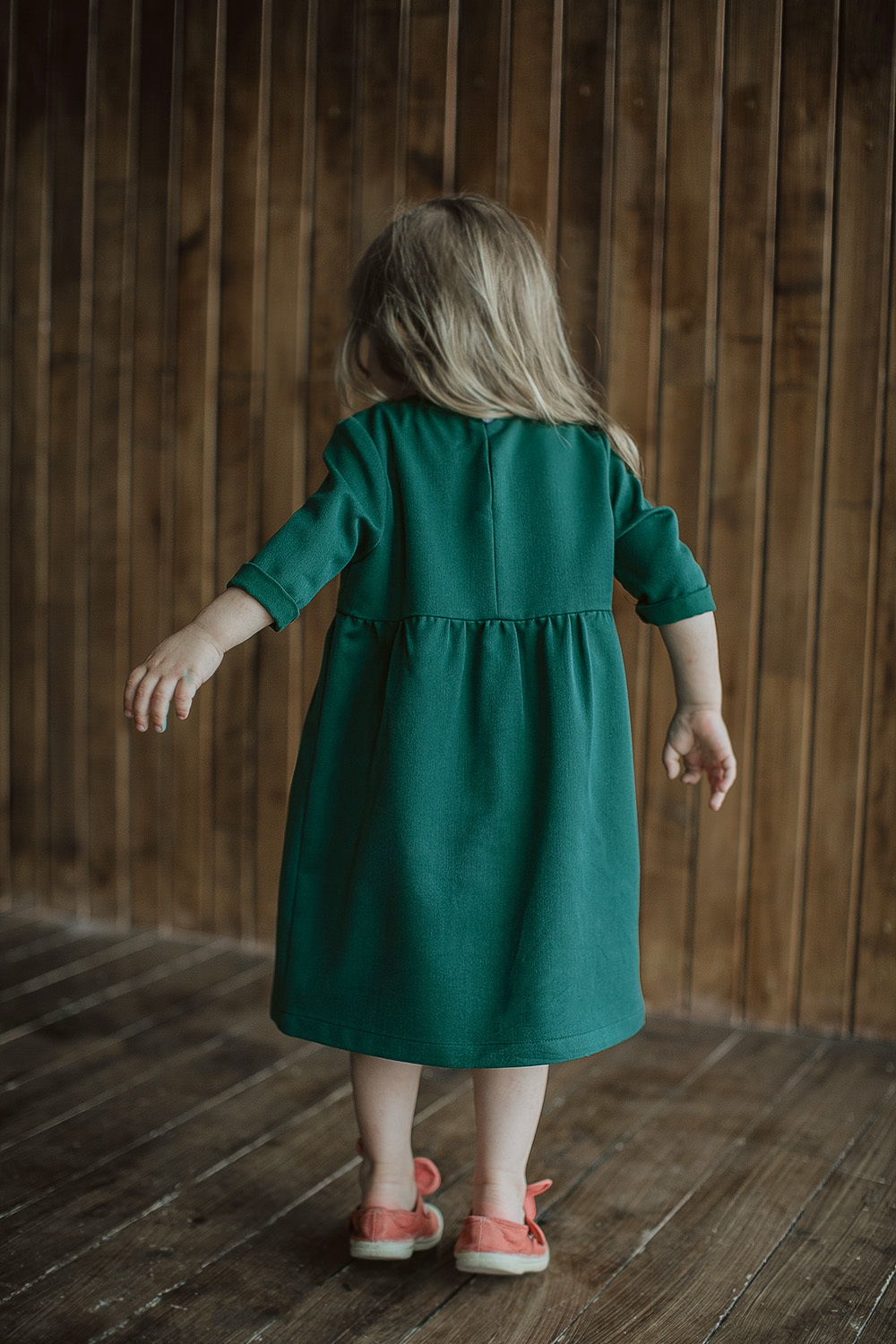 Платье  family look детское - зеленое