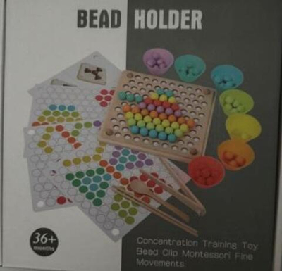 Развивающая игрушка деревянная с шариками 7 цветов, коробка C-41933