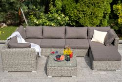 "Лунго" плетеная оттоманка с подушкой (гиацинт), цвет серый