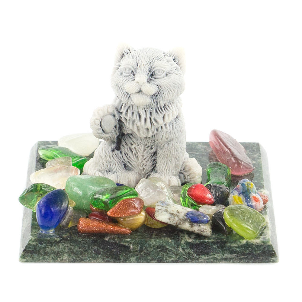 Сувенир "Котенок с лапой" из мрамолита R119861