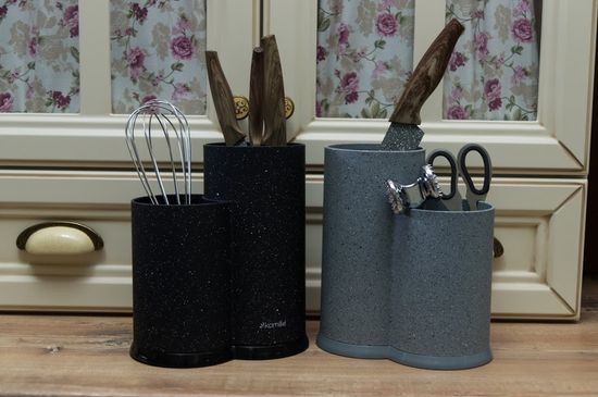 Подставка для ножей и кухонных принадлежностей двойная 22 см. Kamille KM 7607