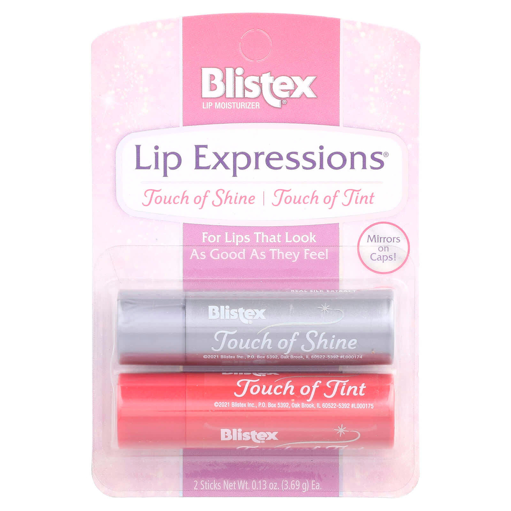 Blistex, Lip Expression, увлажняющий крем для губ, для сияния/оттенка, 2 стика по 3,69 г (0,13 унции)