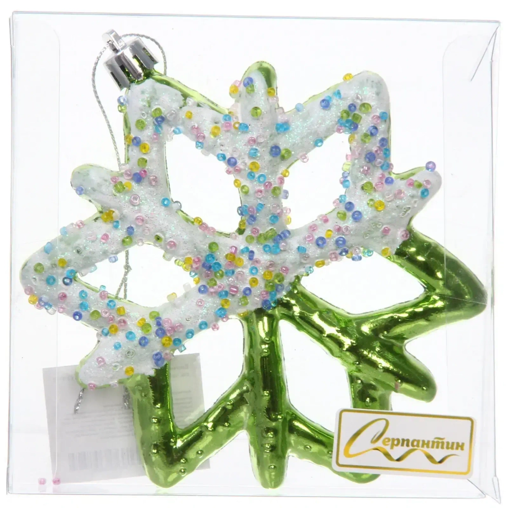 Елочная игрушка «Зимняя снежинка» 10*1*12 см, зеленый