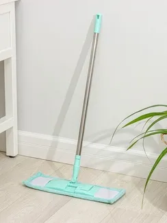 Швабра для мытья пола плоская Доляна, насадка из микрофибры 40×10 см, телескопическая стальная ручка 68-121 см, цвет МИКС