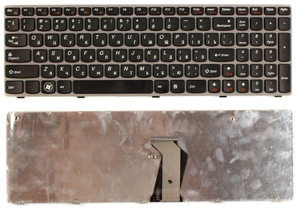 Клавиатура для ноутбука Lenovo IdeaPad Z560 Z565 G570 G770 черная с серой рамкой