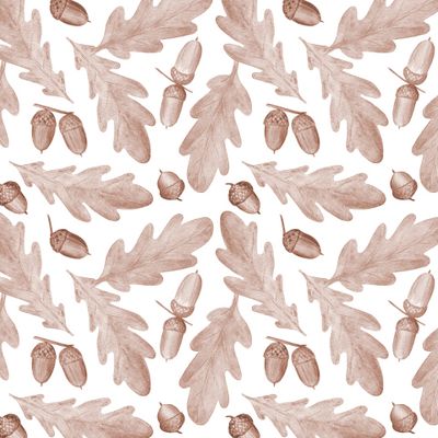 Желуди и листья дуба (тон на белом) / Acorns and oak leaves (on white)