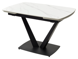 Стол ALATRI 120 MATT WHITE MARBLE SOLID CERAMIC / BLACK, ®DISAUR