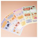 Наклейки "КОТОВАСИЯ" для маркировки школьных принадлежностей, НАБОР 4 листа, 64 наклейки, HATBER, 4Н5н