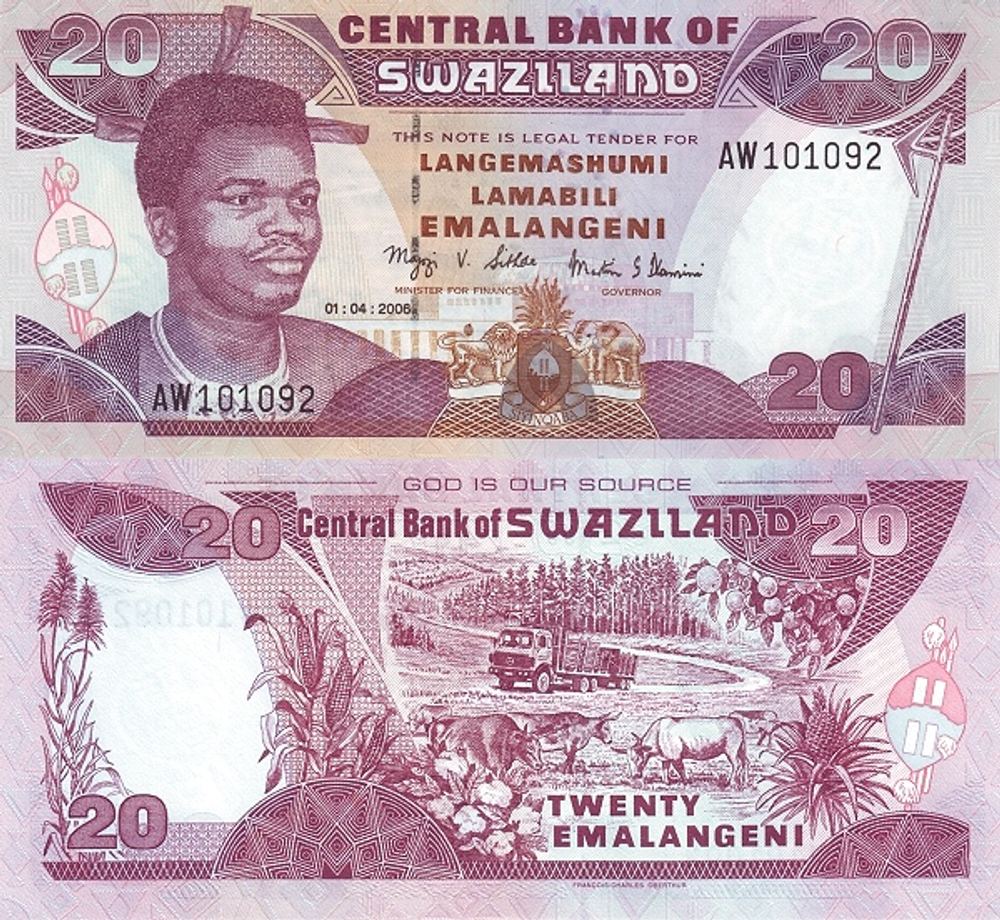 Свазиленд 20 эмалангене 2001-2006 Грузовик UNC