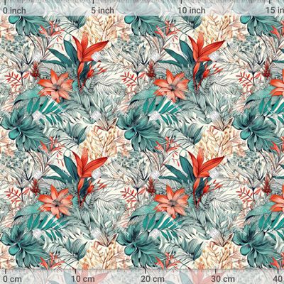 Тропические листья и цветы в джунглях. Экзотика by Pattern Store 638 DPI