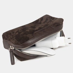 Несессер замшевый Tube коричневого цвета