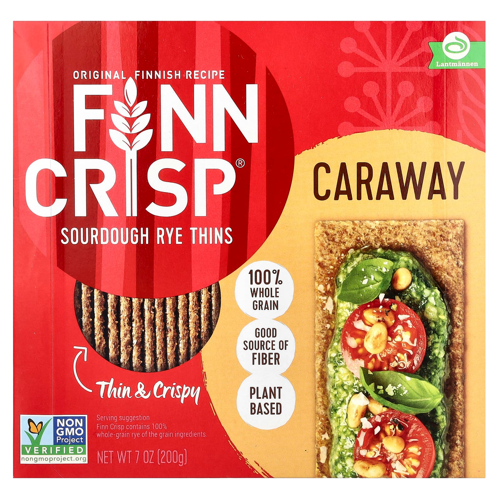 Finn Crisp, закваска, ржаная смесь, со вкусом тмина, 200 г (7 унций)