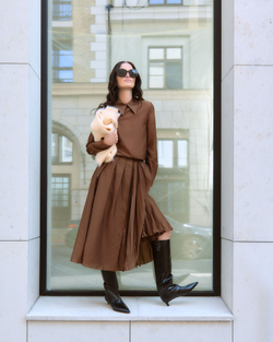 Блуза из хлопка и шелка корица