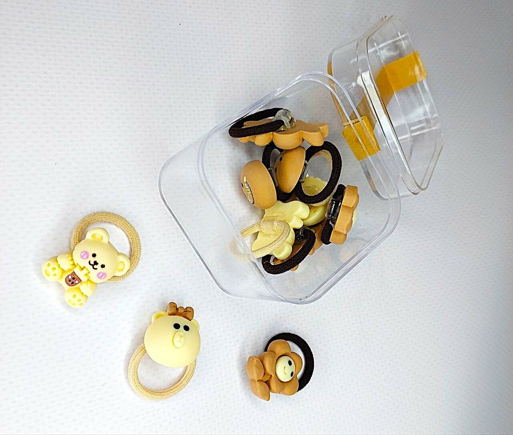 Набор резинок "Забавные животные", 10 штук, в пластиковой коробке