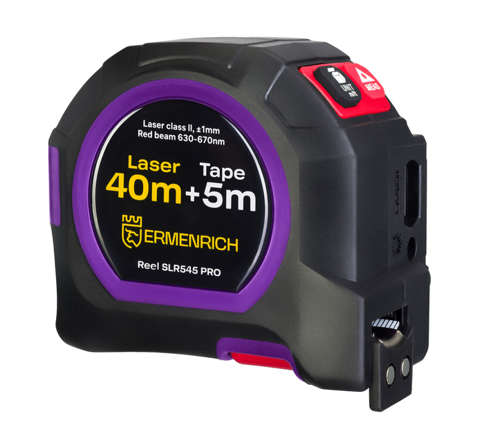 Рулетка с лазерным дальномером Ermenrich Reel SLR545 PRO, фиолетовый