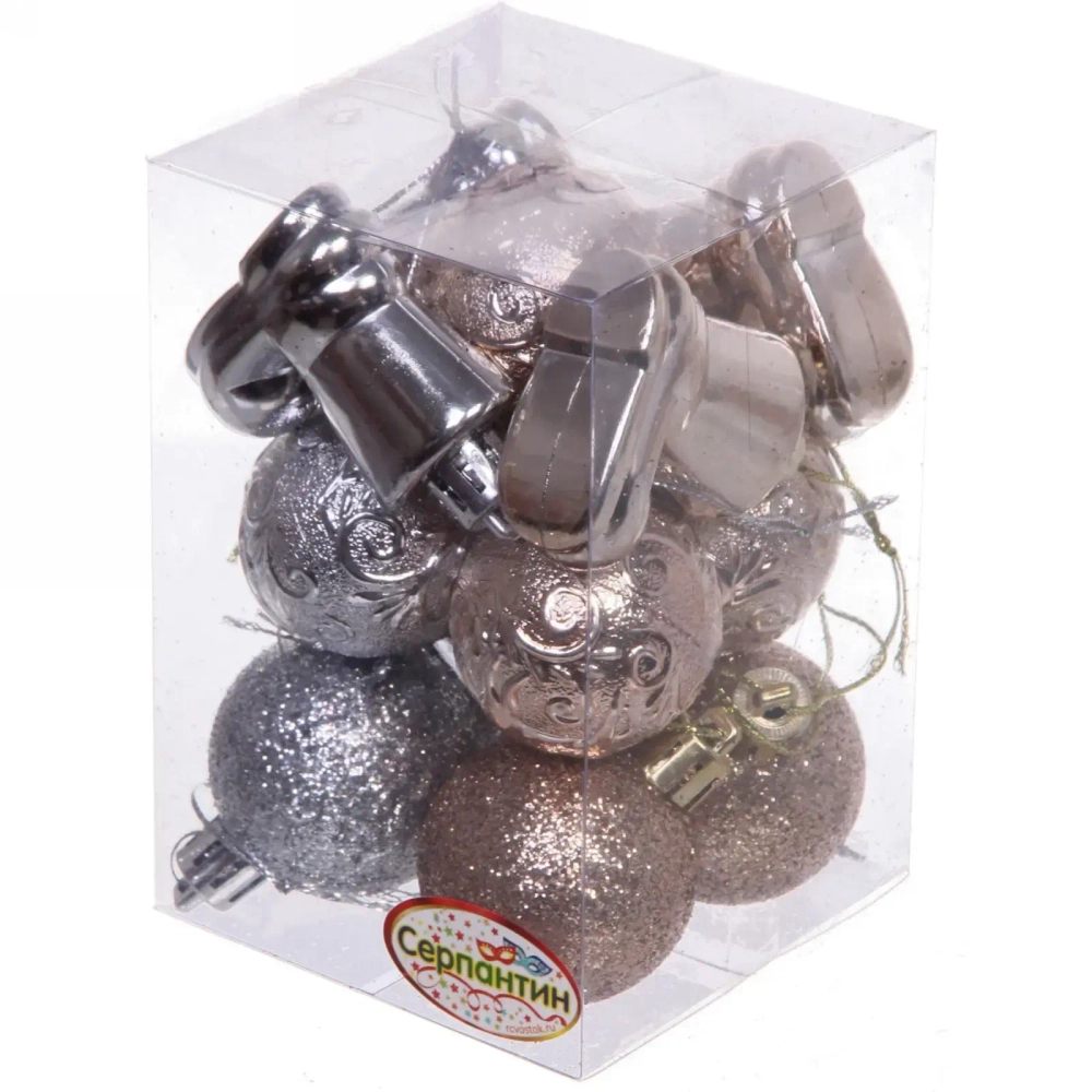 Набор украшений «Волшебное сияние» 4 см (13 предметов), серебро/шампань