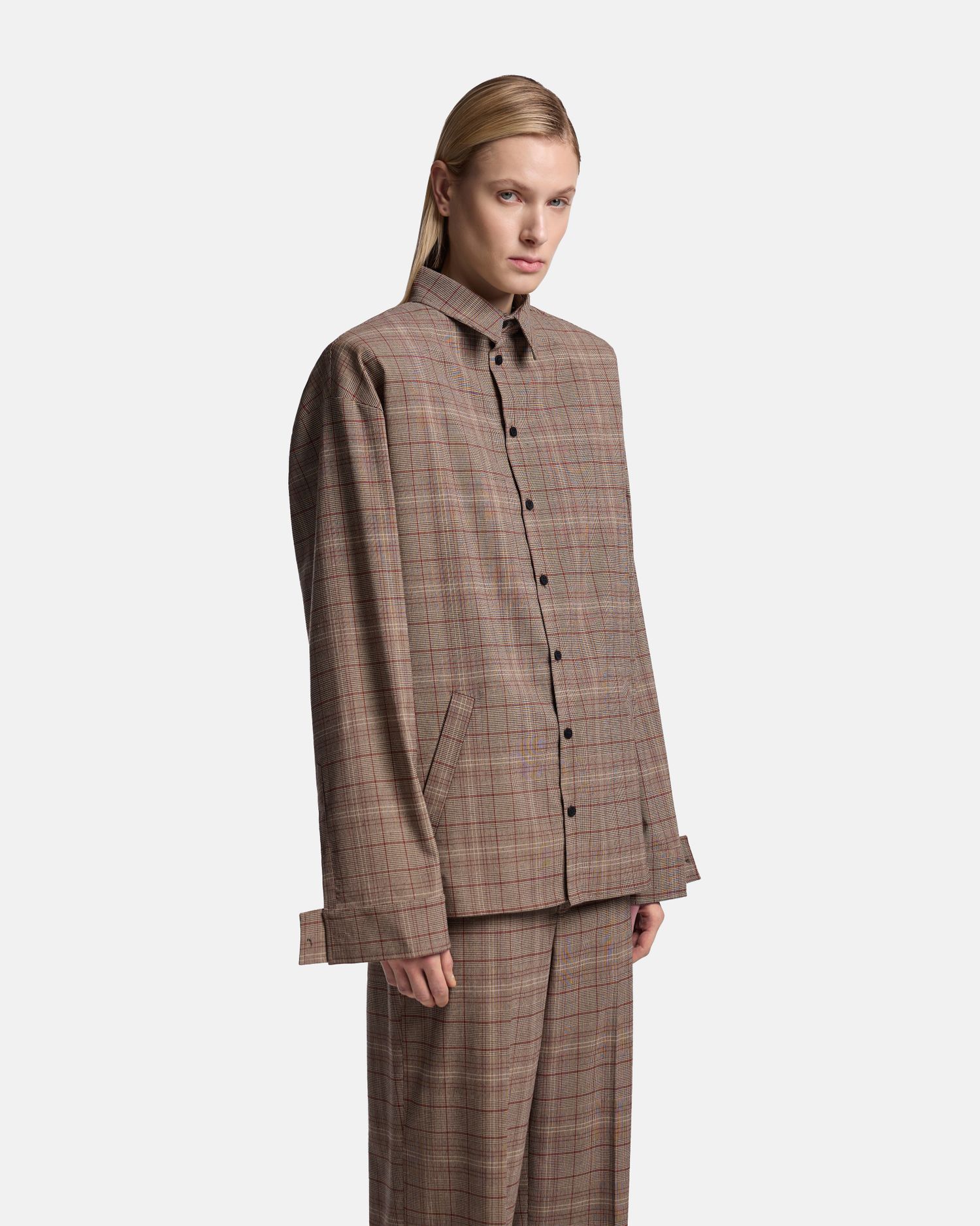 РУБАШКА-КЕЙП ИЗ КОСТЮМНОЙ ТКАНИ