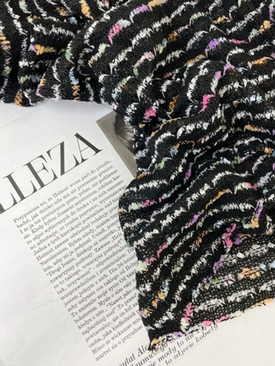 ЧЕРНЫЙ - Ажурная вязка цветные полоски (1273 Алина)