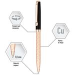 Ручка шариковая Delucci "Terra" синяя 1,0мм, корпус розовое золото/черный, с кристаллом, подарочная упаковка
