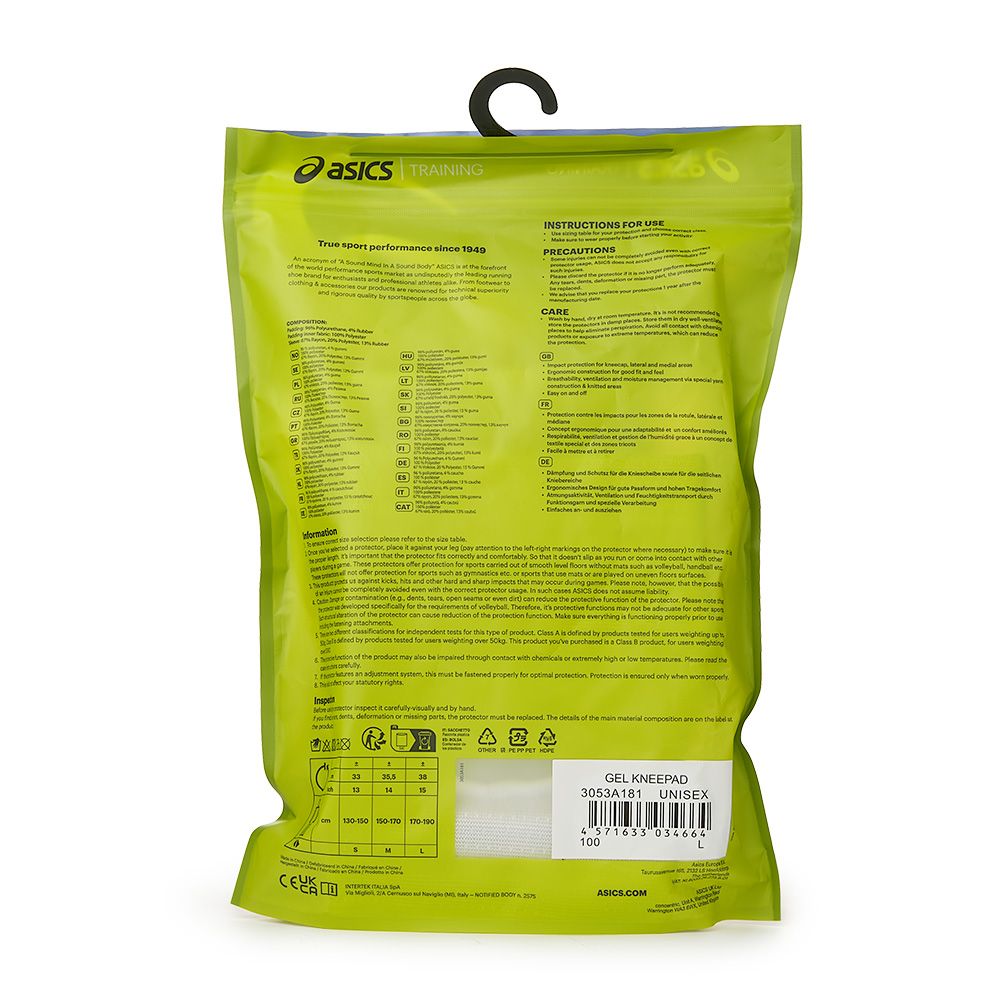 Наколенники ASICS Gel Kneepad 3053A181-100-L, р.L, вискоза, полиэстер, резина, белые