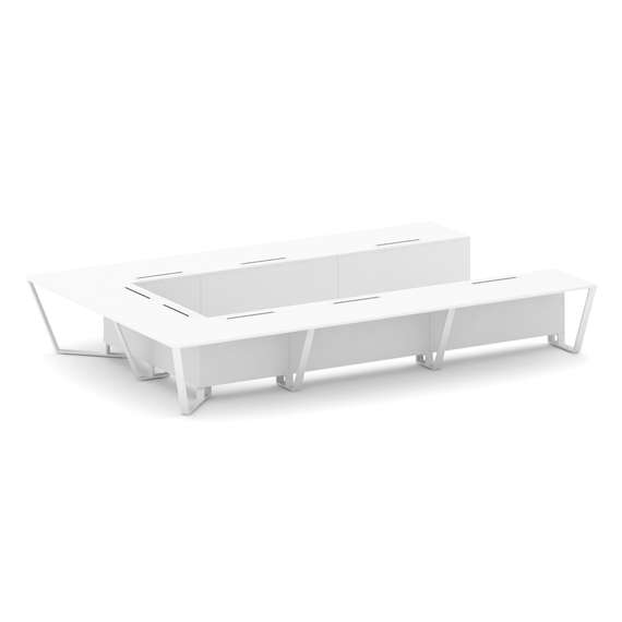 Steel Meet Стол переговорный П-образный KD-PR.B.SP-15P Белый Бриллиант/Металл Белый 4800*3200*750