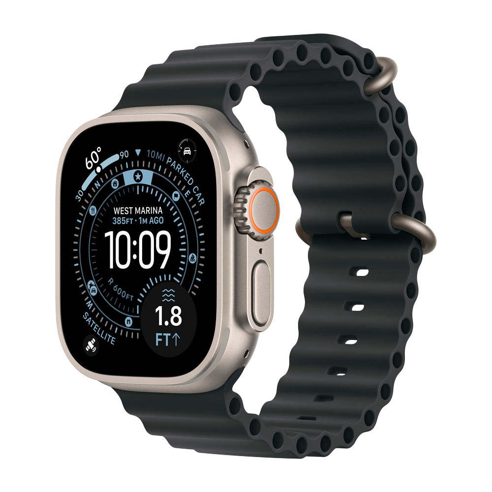 Умные часы Apple Watch Ultra 3 (2025) GPS + Cellular, 49mm, Natural Titanium Case with Black Ocean Band