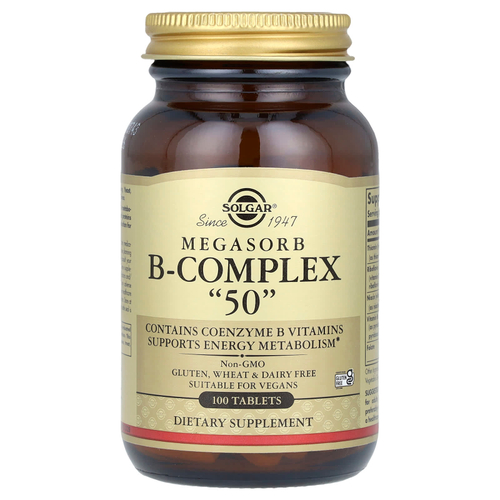 Solgar, Megasorb B-Complex «50», 100 таблеток