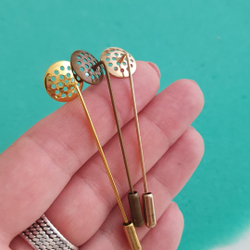 Основа - игла для броши с Кругом(12 мм) ЗОЛОТАЯ 6 см