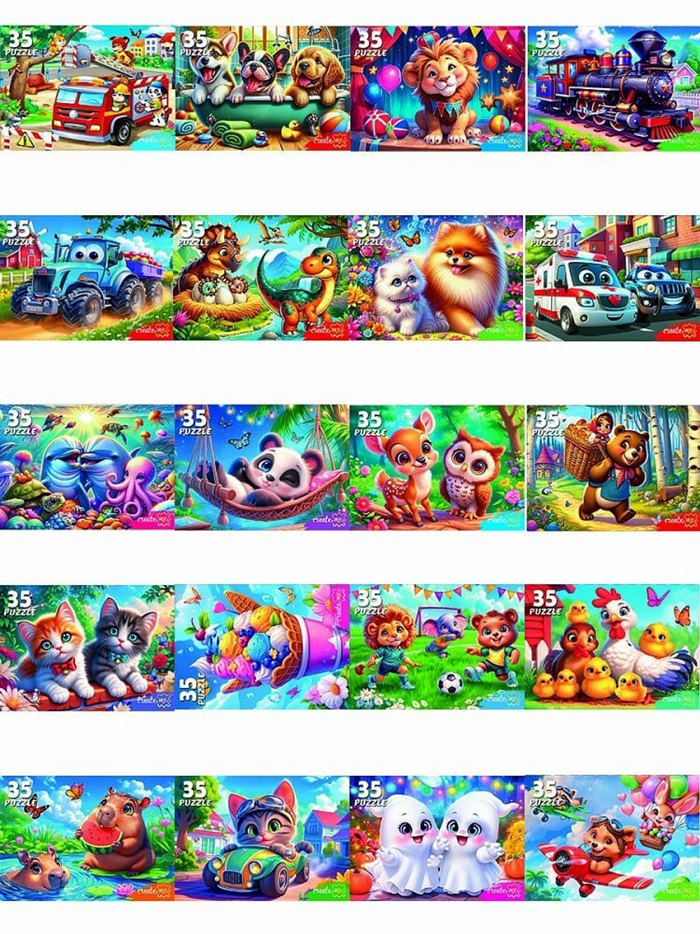 Пазлы в шоу-боксе 35 элементов 20шт "Милые картинки"
