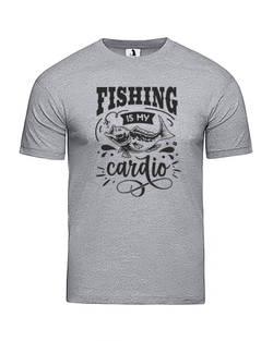 Футболка Fishing is my cardio прямая серая меланж