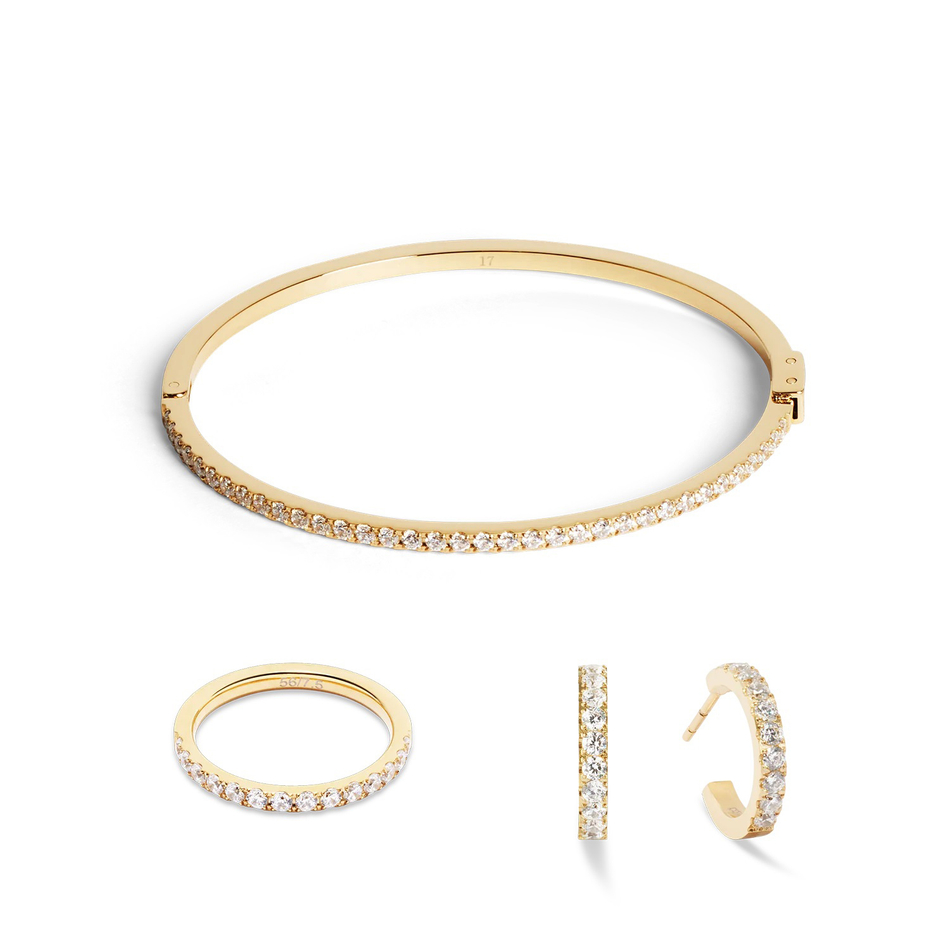 Серьги Coeur de Lion Hoop Crystal-Gold 15мм 0146/23-1816
