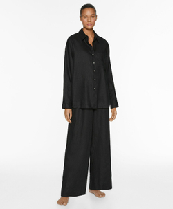 Oysho Льняная рубашка, черный