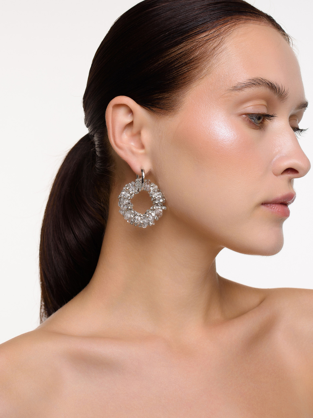 Серьги "Character" из горного хрусталя Silver