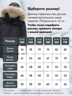 Куртка парка зимняя подростковая для девочки с капюшоном и мехом черного цвета 9448Ch