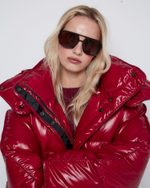 Пуховик со съемным капюшоном из нейлона Монклер вишня