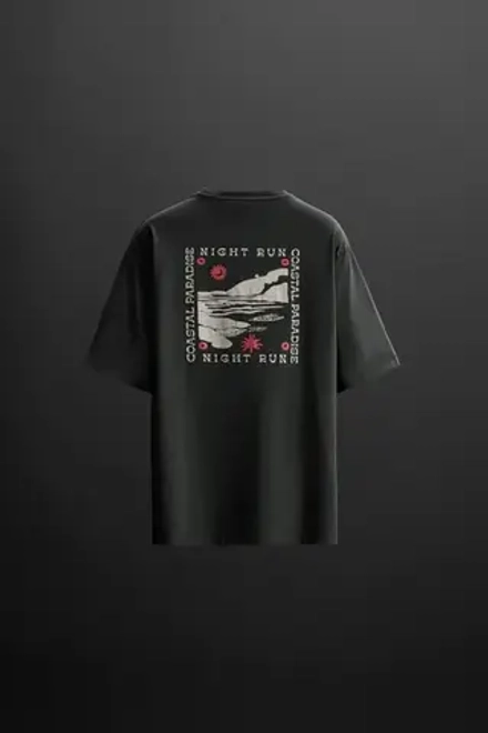 ZARA ФУТБОЛКА С КОНТРАСТНЫМ ПРИНТОМ, ЧЕРНЫЙ