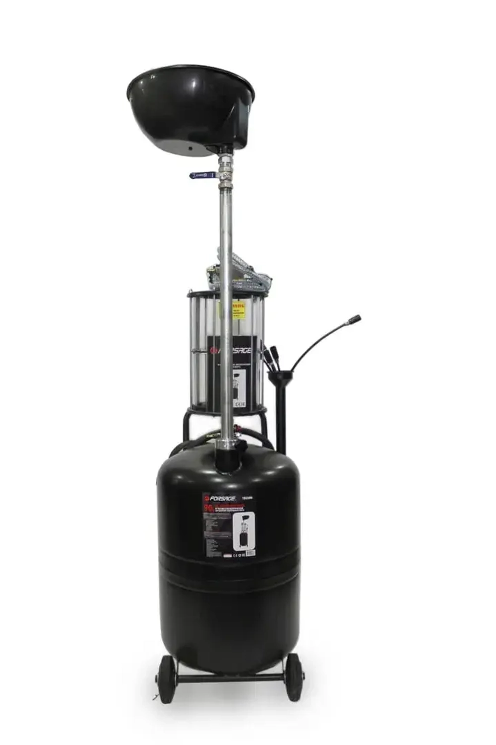 Установка пневматическая для удаления отработанного масла с индикатором заполнения(бак-90л,предкамера-10л,воронка-10л,5 щупов,t:60-80гр,пр-ть:3л/мин) Forsage F-TRG2090