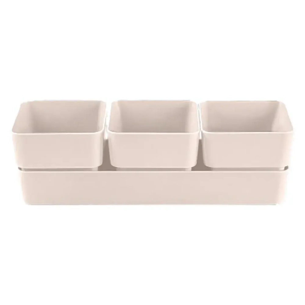 Кашпо для цветов пластиковое 0,45л 29,2*9,6см «Фиори» Трио пудровый