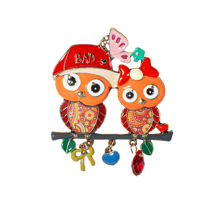 Брошь Shadore Совы XZ0531.9 R/G