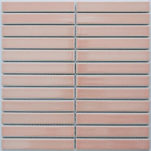 Мозаичная плитка из керамики R-325 Rustic глянцевая структурированная розовый