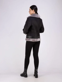 Дубленка авиатор женская натуральная короткая зима Турция